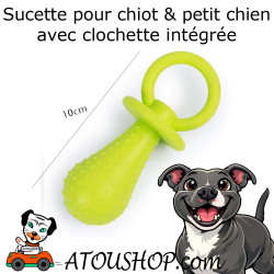 Jouet à mâcher pour petit chien 10 cm – sucette colorée verte avec clochette