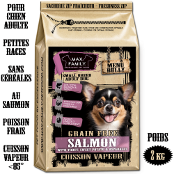 Menu BULLY SMALL Salmon - by MAX FAMILY - croquette sans céréale SAUMON pour petites races