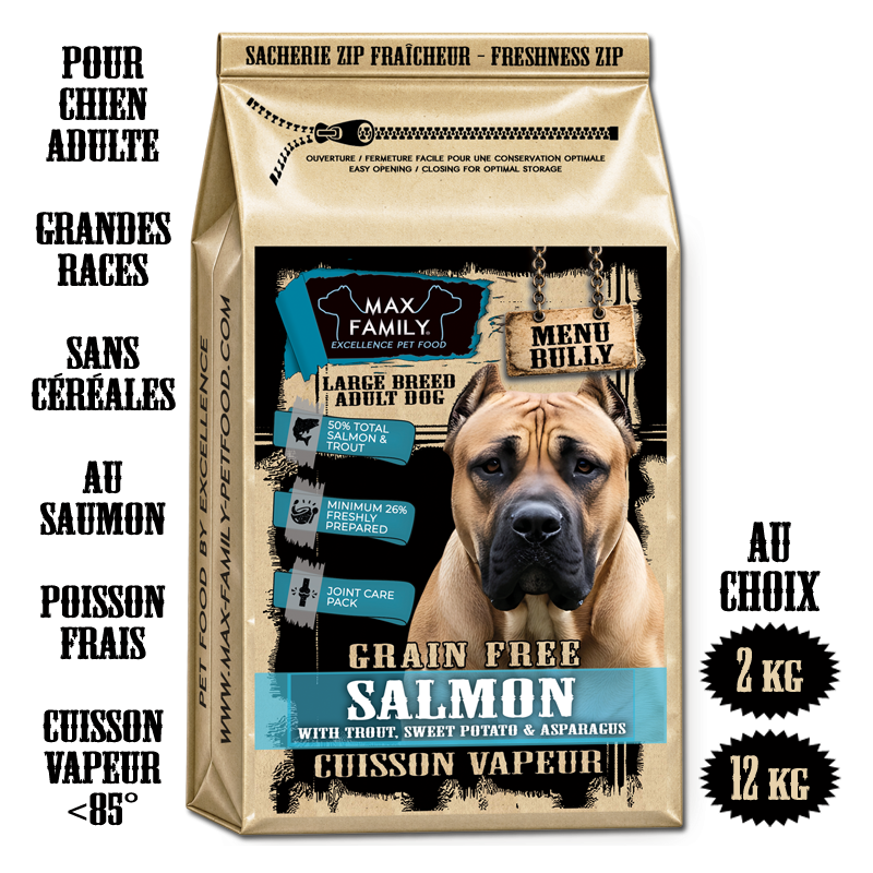 ADULTE LARGE "Au Saumon" _ Fresh Menu BULLY Adult Large - TURKEY - by MAX FAMILY Croquettes BULLY XL