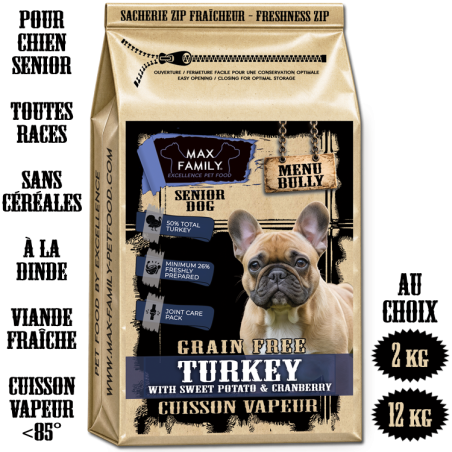 MENU Bully SENIOR Turkey - by MAX FAMILY - FRESH GRAIN FREE - Croquette sans céréales pour chien senior à la dinde