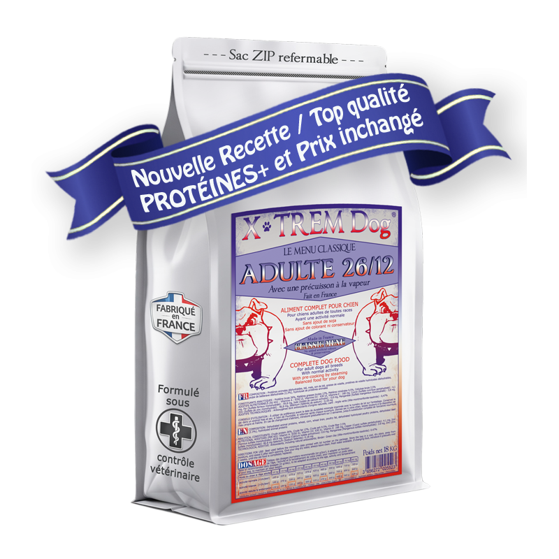 👀 Sac abîmé - quantité 1 maxi 👍️ ADULTE 26/12 - X-TREM Dog Croquette naturelle et économique pour chien en 18kg