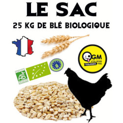 25kg Blé BIO - GRAINS entiers BIO pour poule pondeuse et tous les animaux de la ferme