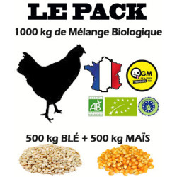 1000kg Blé & Maïs BIO - GRAINS entiers BIO pour poule pondeuse et tous les animaux de la ferme